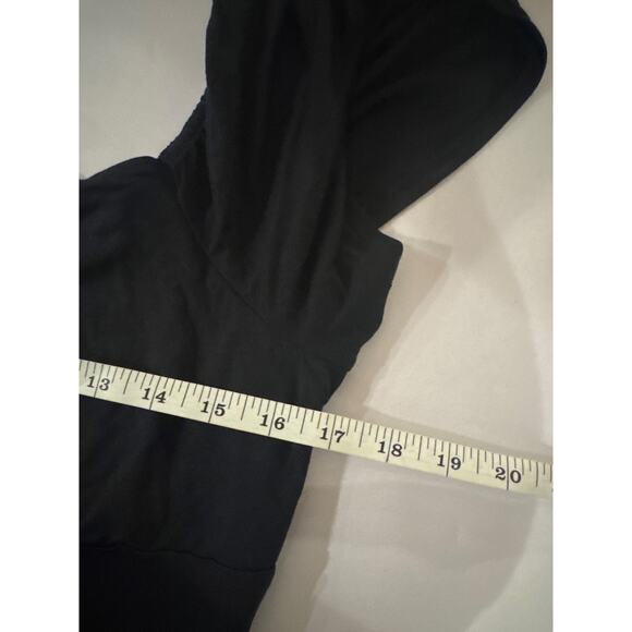 ModCloth Black Maxi Dress Jersey Knit Short Sleeve Peasant Ruched Size L NWT - Picture 6 of 7